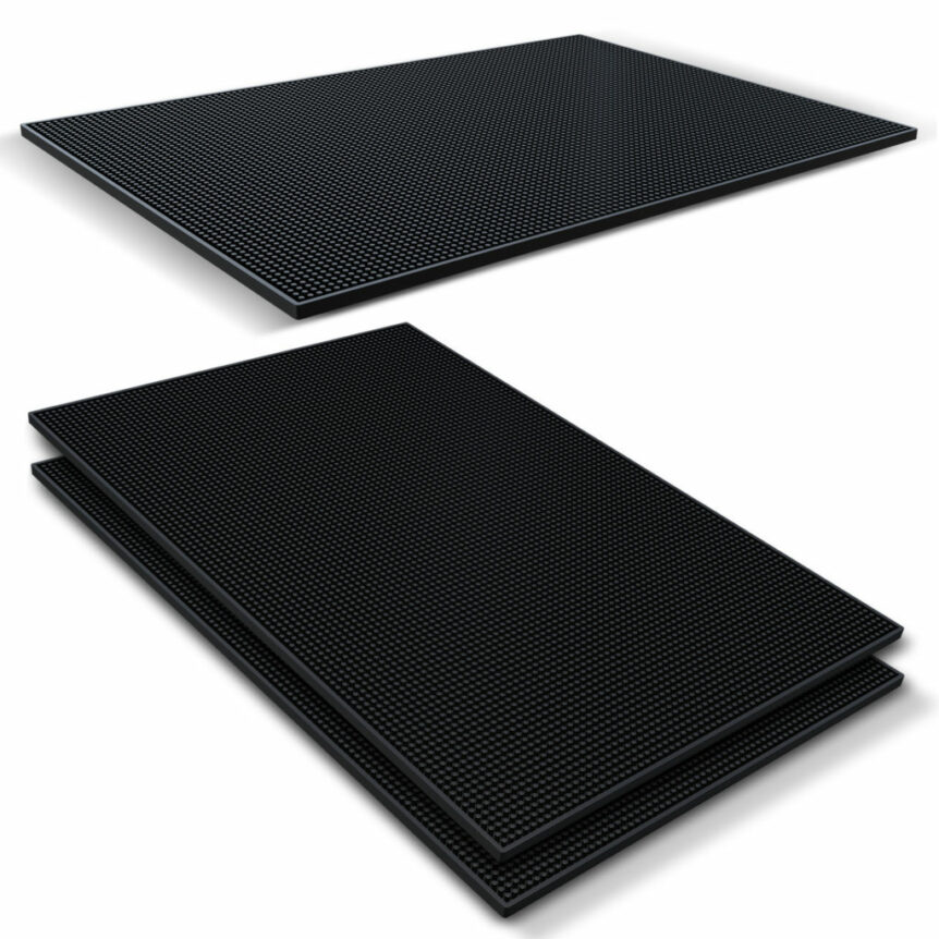 2 Pack Service Mat 12” x 18”, Black – Sturdy and Environmental Mat for Kitchens, Bars, Coffee Shops, Restaurants